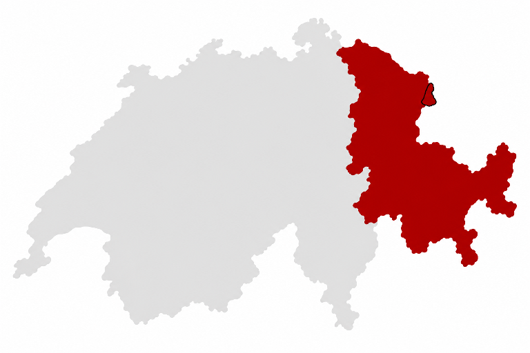 Karte der Ostschweiz und Liechtensteins mit markierter Ausbaupriorität