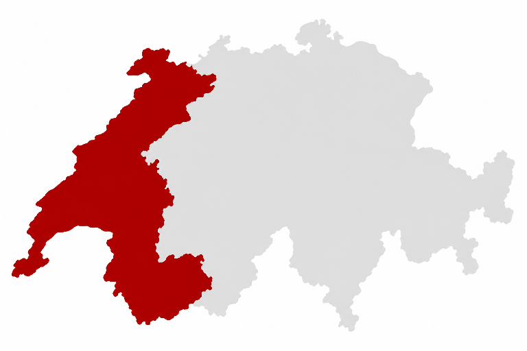 Karte der Westschweiz mit markierter Ausbaupriorität